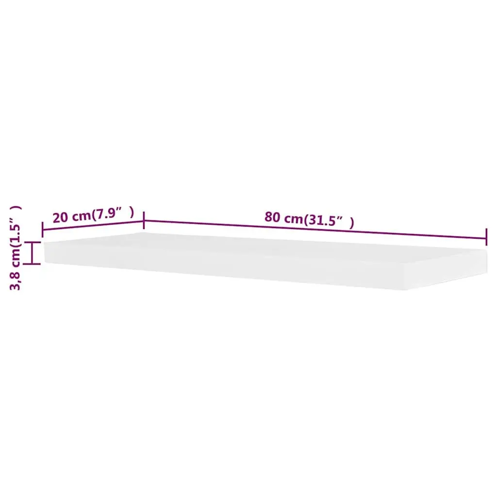 Set of 2 White MDF Floating Display Shelves