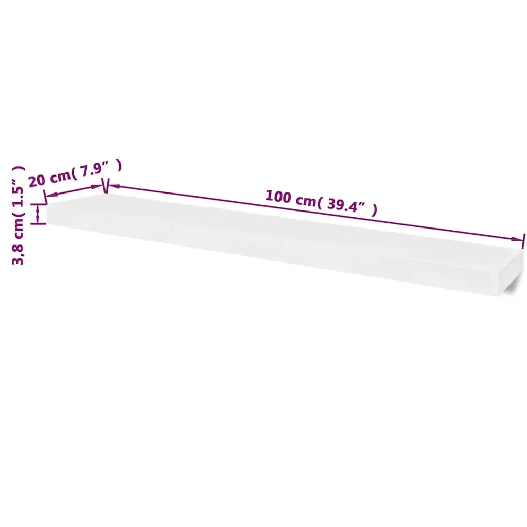White MDF Floating Shelves Set of 2 for Display