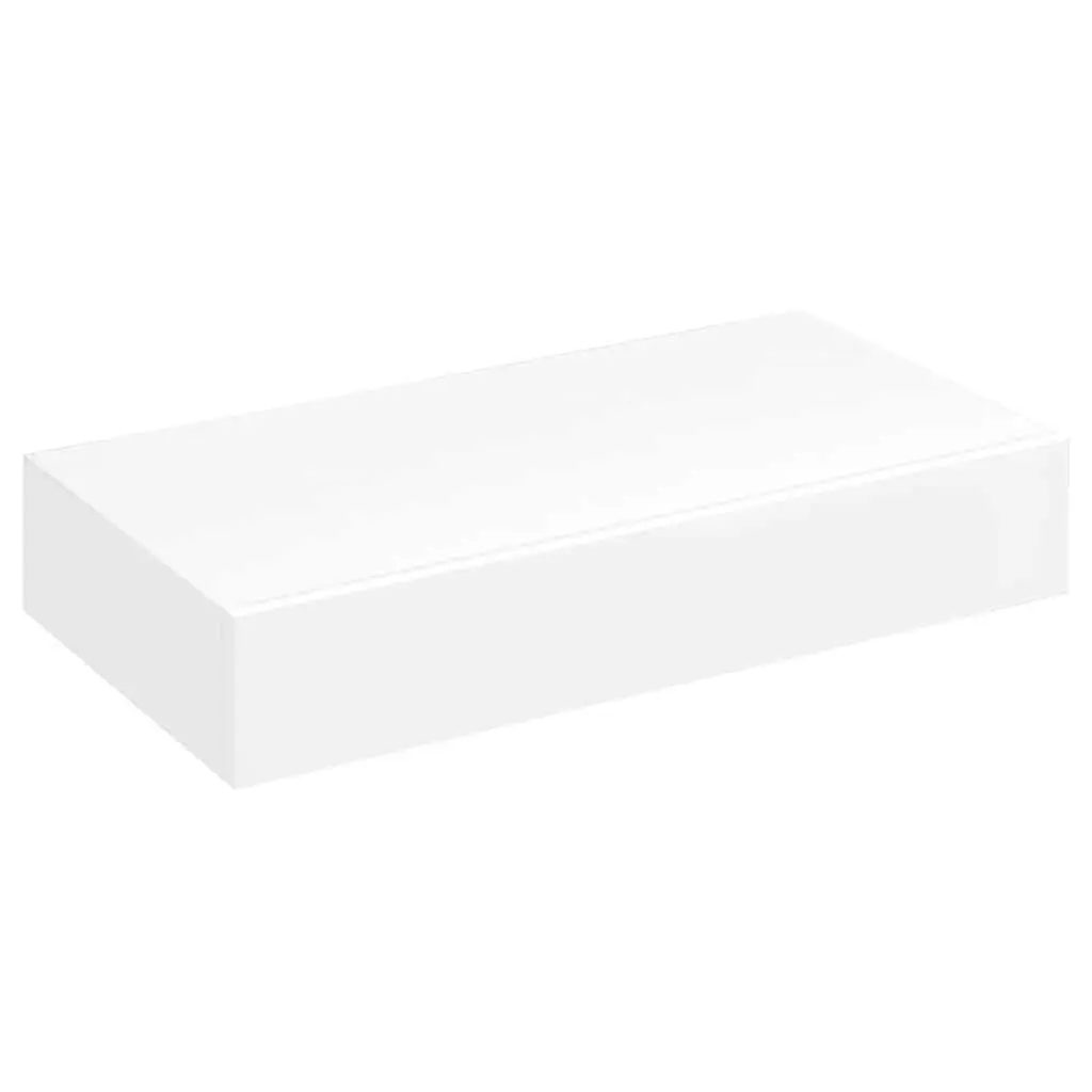 Floating Wall Shelf White MDF with Drawer Size Suitable for Books DVDs Collectables Ornaments