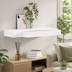 Elegant White Wall Shelf with Drawer for Home Organization