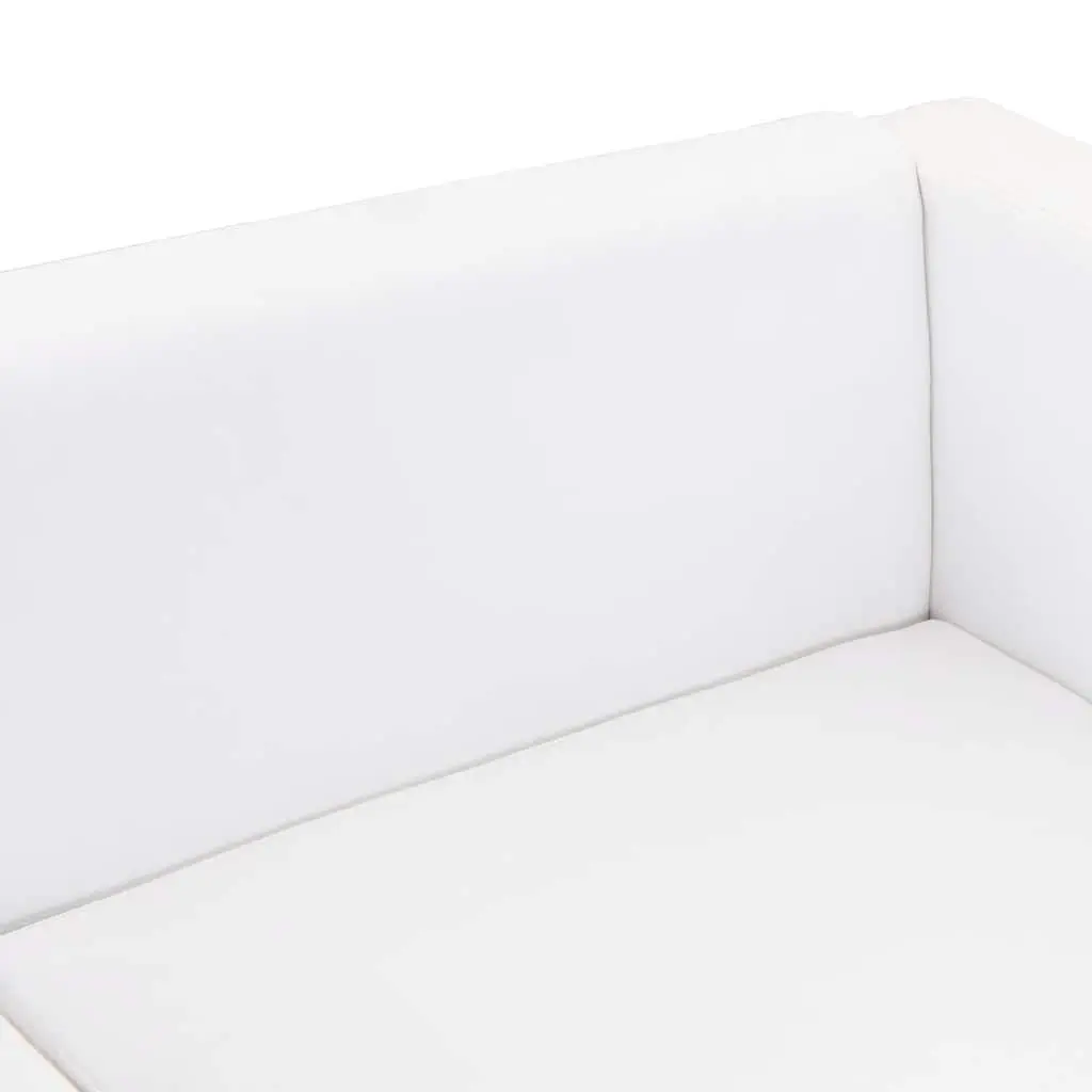 2-Seater Sofa Modern White Artificial Leather Padded Cushions