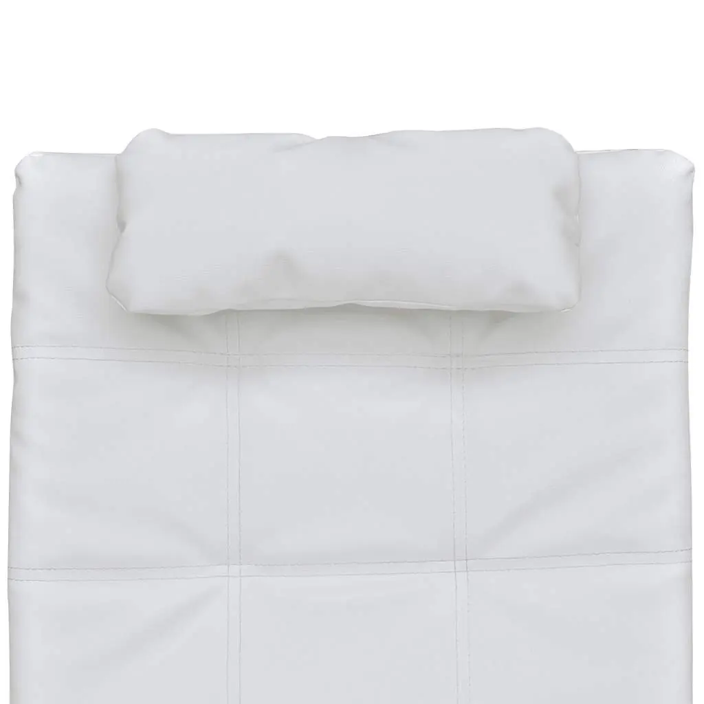 White Faux Leather Chaise Longue with Pillow for Living Rooms