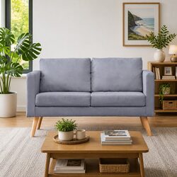 Warm Grey Fabric 2-Seater Sofa with Removable Cushions