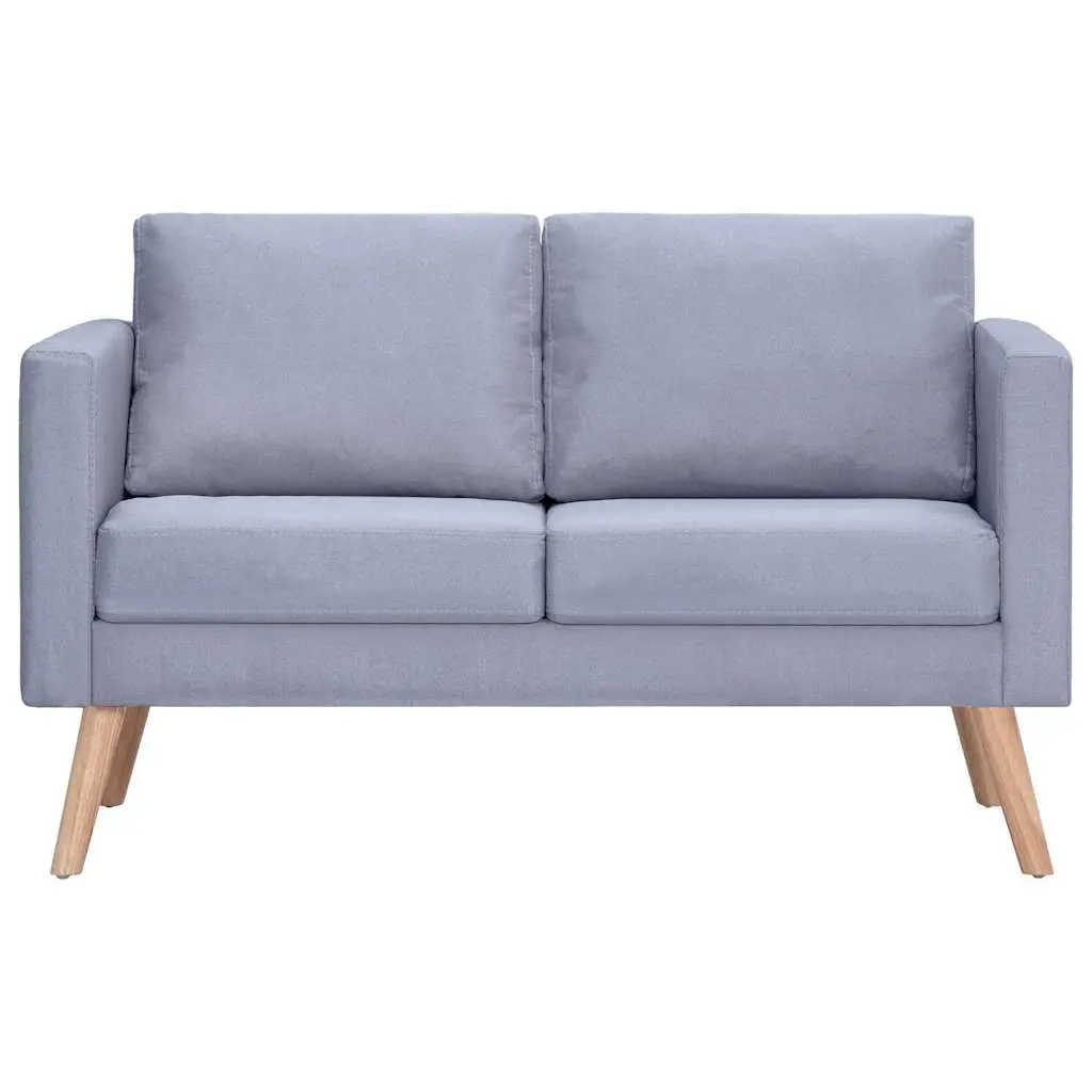 2-Seater Sofa Grey Fabric Couch Padded Cushions Wooden Frame Removable Covers