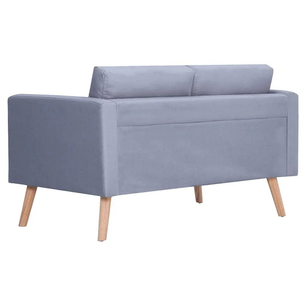 2-Seater Sofa Grey Fabric Couch Padded Cushions Wooden Frame Removable Covers
