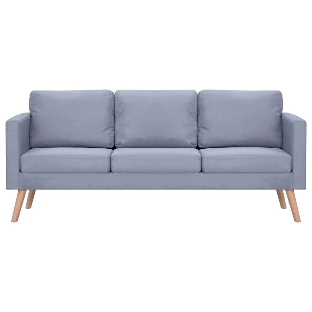 3-Seater Sofa Grey Fabric Couch Padded Cushions Wooden Frame Removable Covers