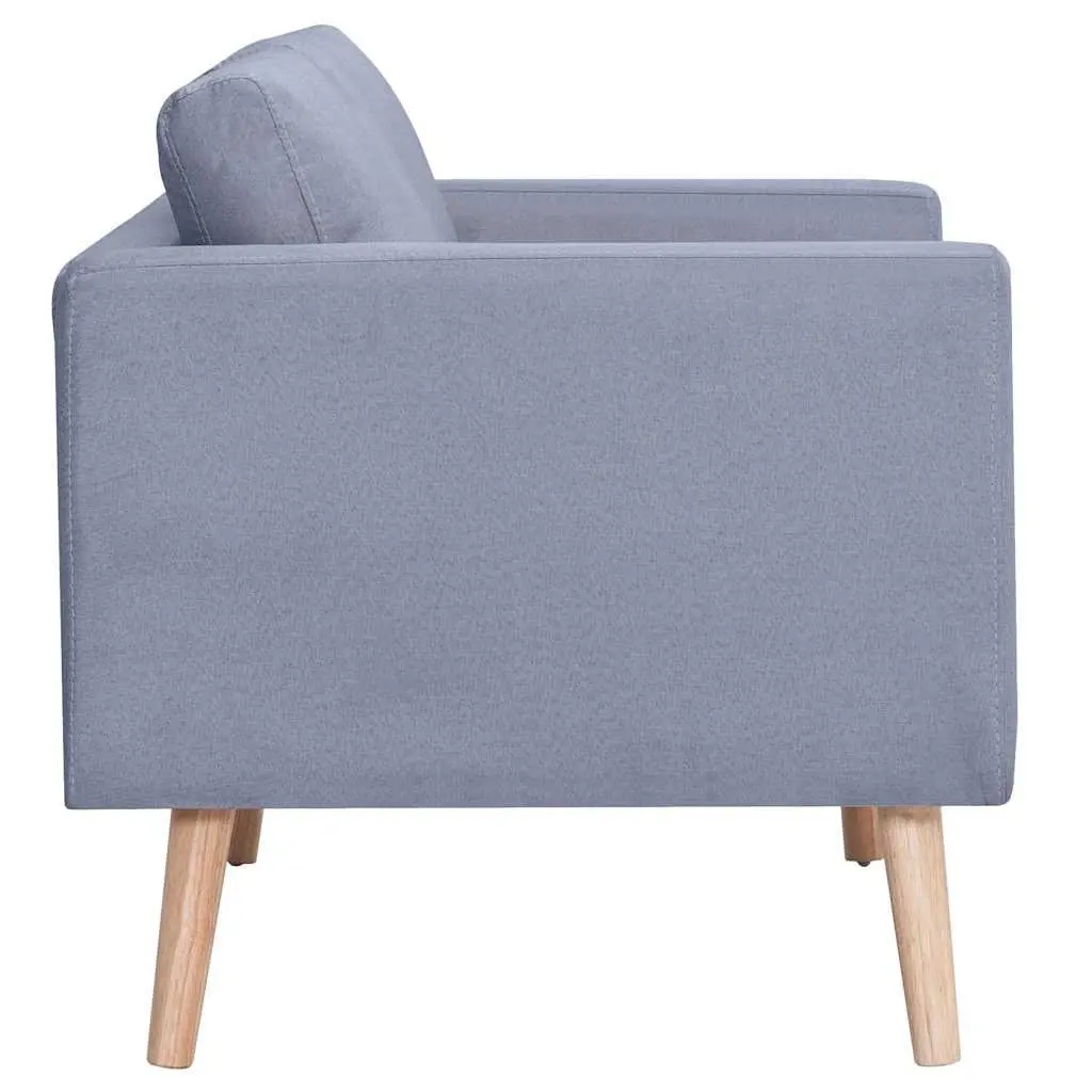 3-Seater Sofa Grey Fabric Couch Padded Cushions Wooden Frame Removable Covers
