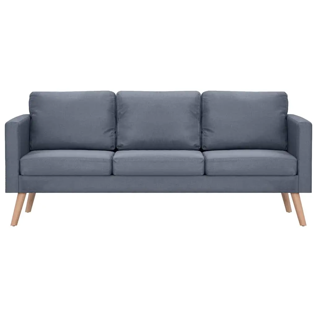 Grey Fabric Couch 3-Seater Living Room Sofa Removable Cushion Covers Padded Cushions Wooden Frame
