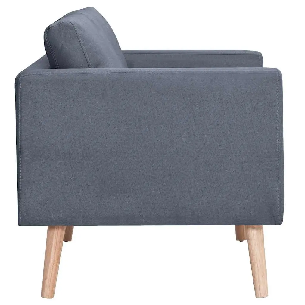 Grey Fabric Couch 3-Seater Living Room Sofa Removable Cushion Covers Padded Cushions Wooden Frame