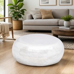 Elegant Hammered Coffee Table in Silver Aluminium