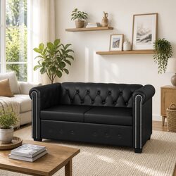 Elegant 2-Seater Chesterfield Sofa in Black