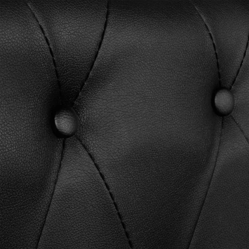 Chesterfield Sofa 2 Seater Black Artificial Leather Curved Arms Tufted Studded