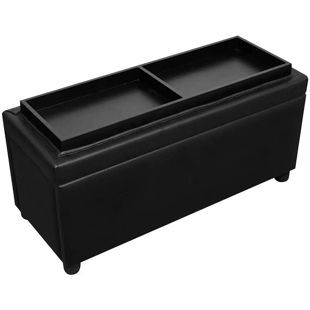 Black Storage Ottoman with Hidden Compartment