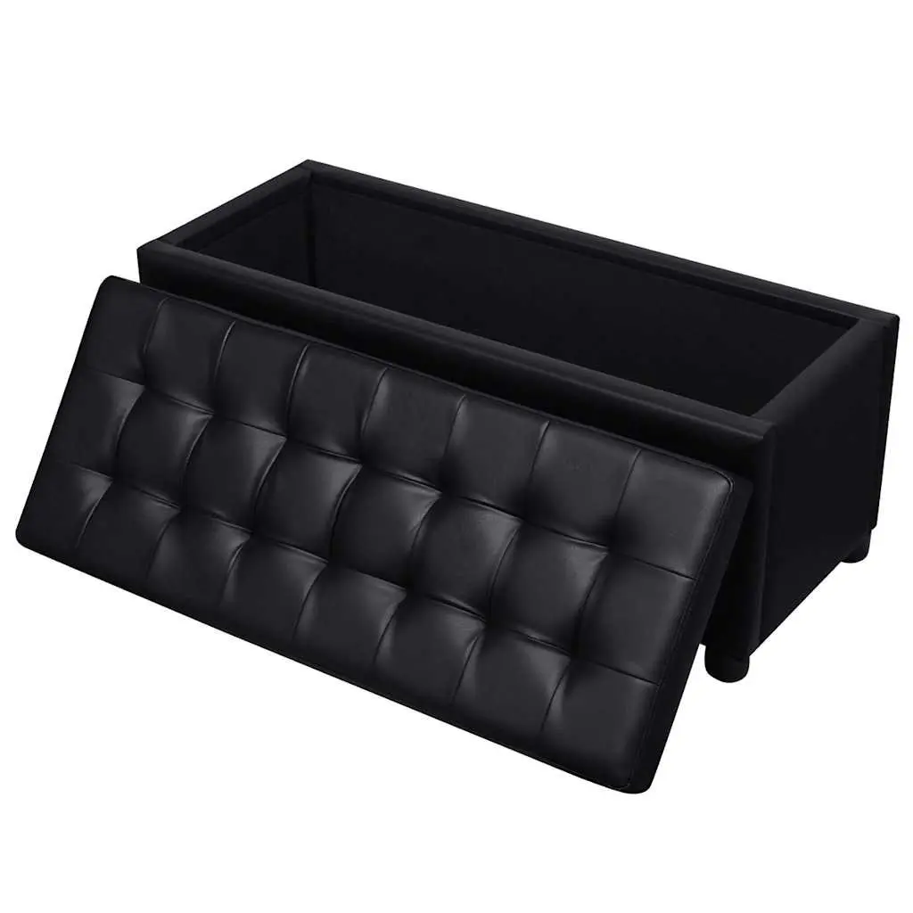 Black Storage Ottoman with Hidden Compartment