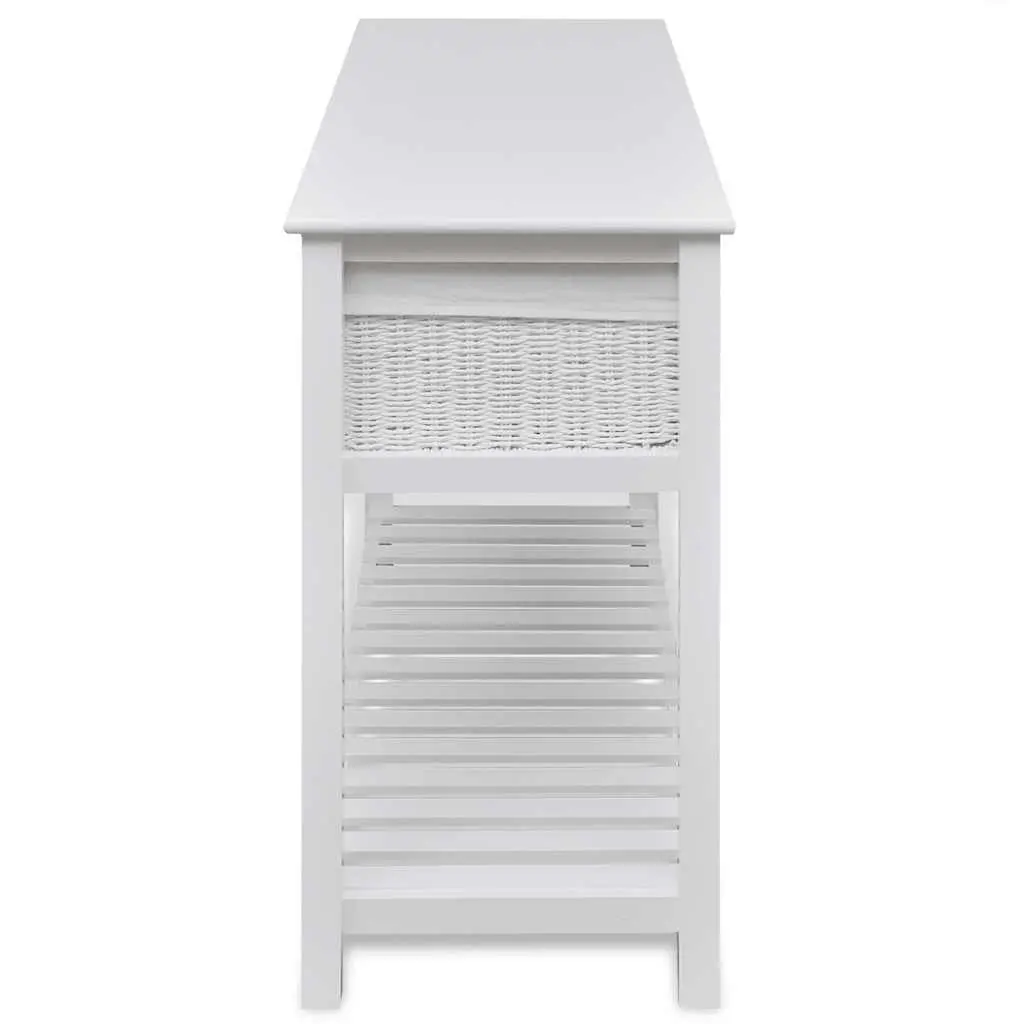 White Storage Sideboard with Woven Baskets Bedroom Hallway Bathroom Cabinet