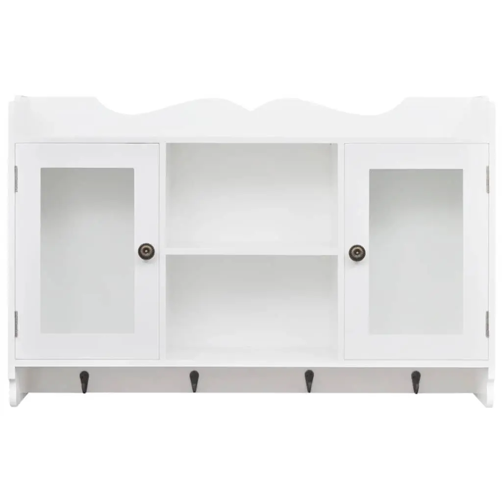 White MDF Wall Display Cabinet with Glass Doors