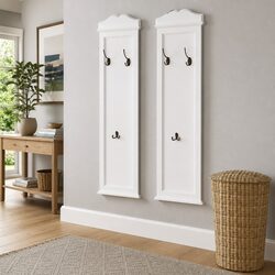 Elegant White Baroque Style Coat Racks - Set of 2