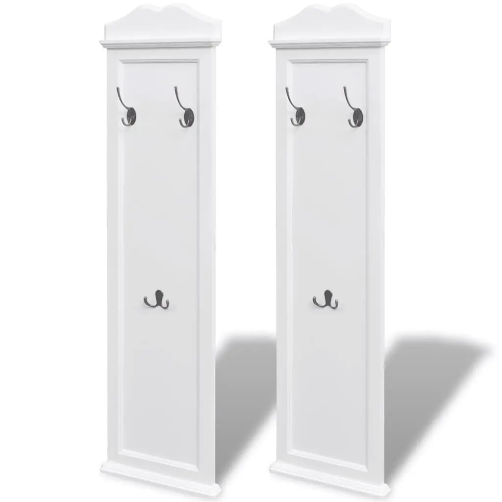 White Baroque Style Coat Racks 2 Pieces Steel Hooks Hallway Bedroom Home Decor