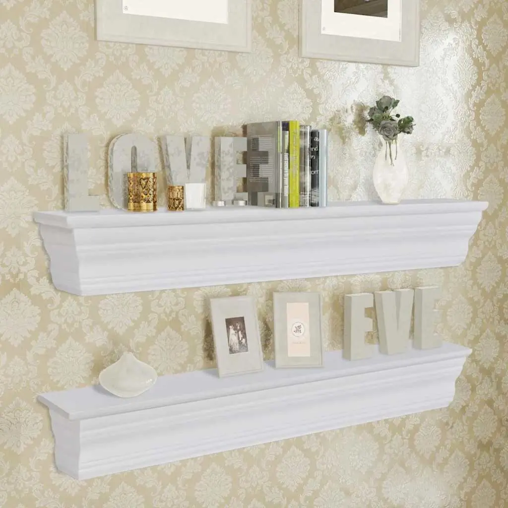 Wall Shelves White Baroque Style Floating Storage 2 Piece
