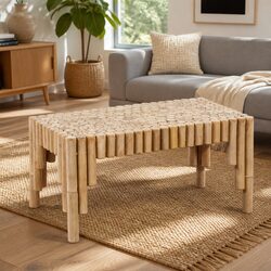 Bamboo Coffee Table Brown Living Room Accent Furniture