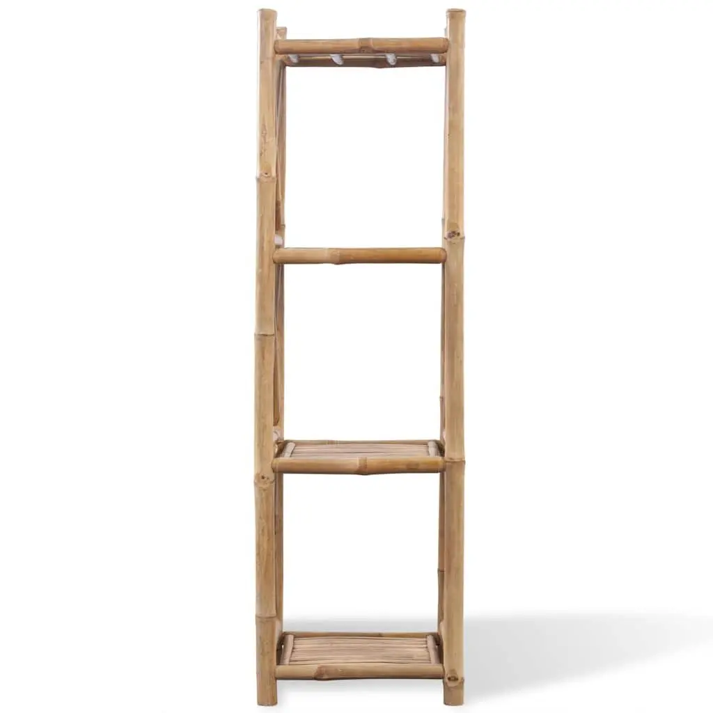 Bamboo Shelf 4-Tier Square Standing Bookcase Storage Rack Brown Display