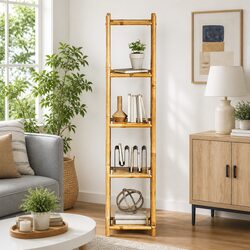 5-Tier Bamboo Shelf for Elegant Storage and Display