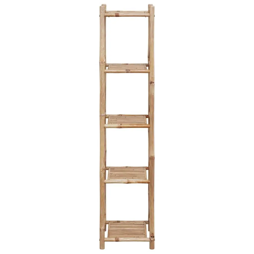Bamboo Shelf 5-Tier Square Standing Bookcase Display Storage Brown