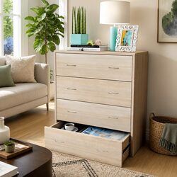 Charming Oak Sideboard Storage Cabinet with 4 Drawers