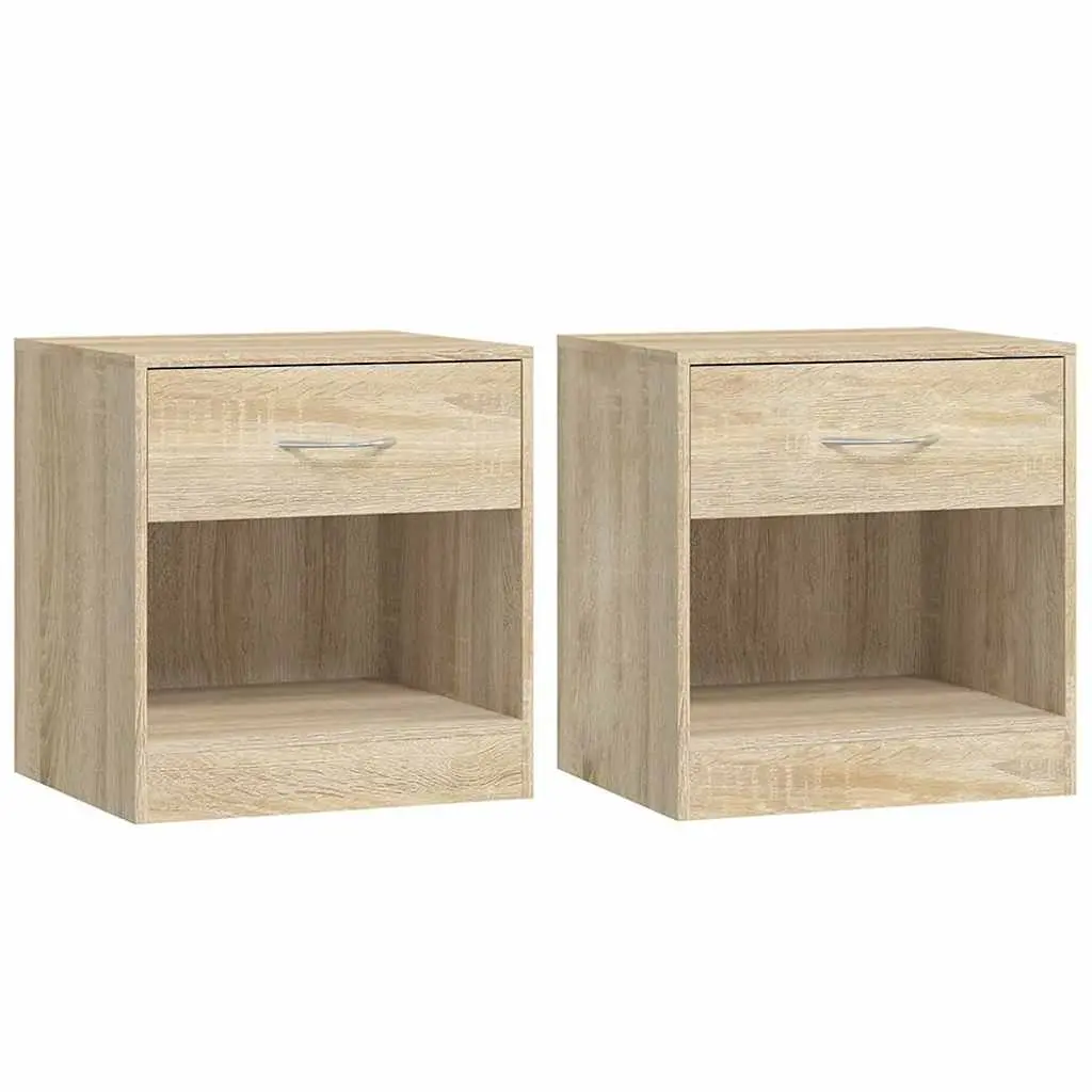 Bedside Table 2 pc Set Nightstand with Drawer Storage Cabinet Bedroom Furniture