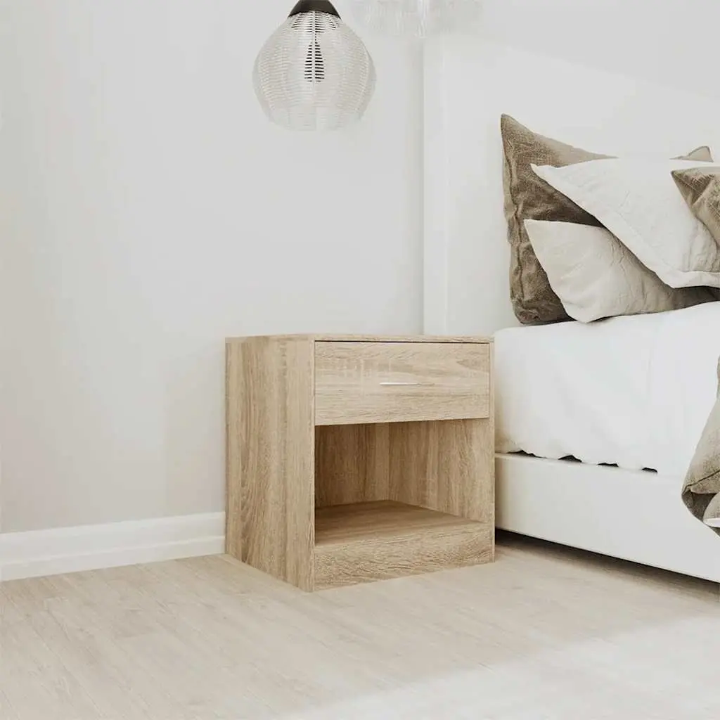 Bedside Table 2 pc Set Nightstand with Drawer Storage Cabinet Bedroom Furniture