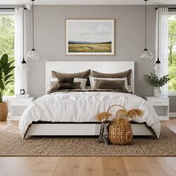 2-Piece White Nightstand Set with Storage Drawer