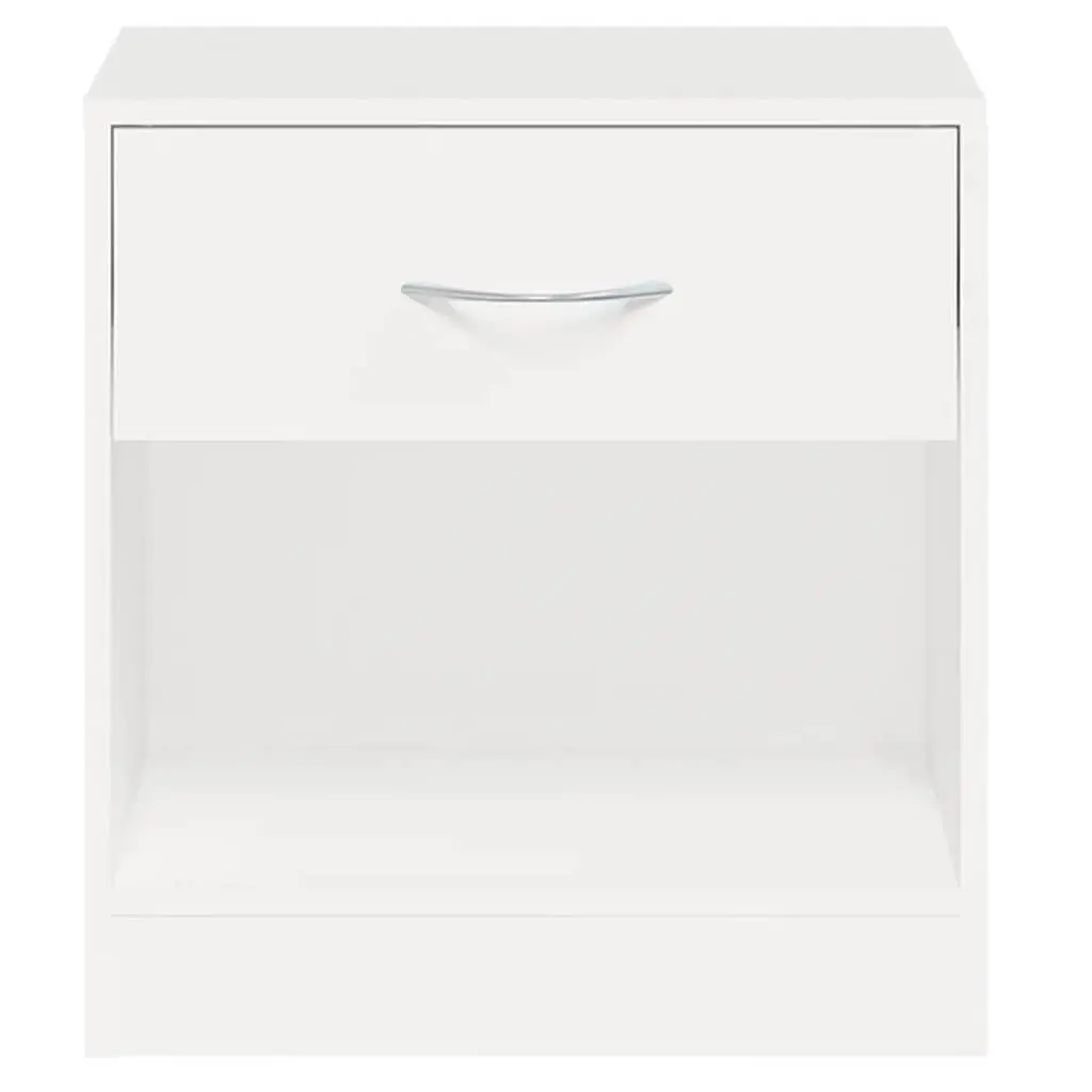 Bedside Tables White 2 Piece Nightstand Cabinet with Drawer Storage Shelf Engineered Wood MDF