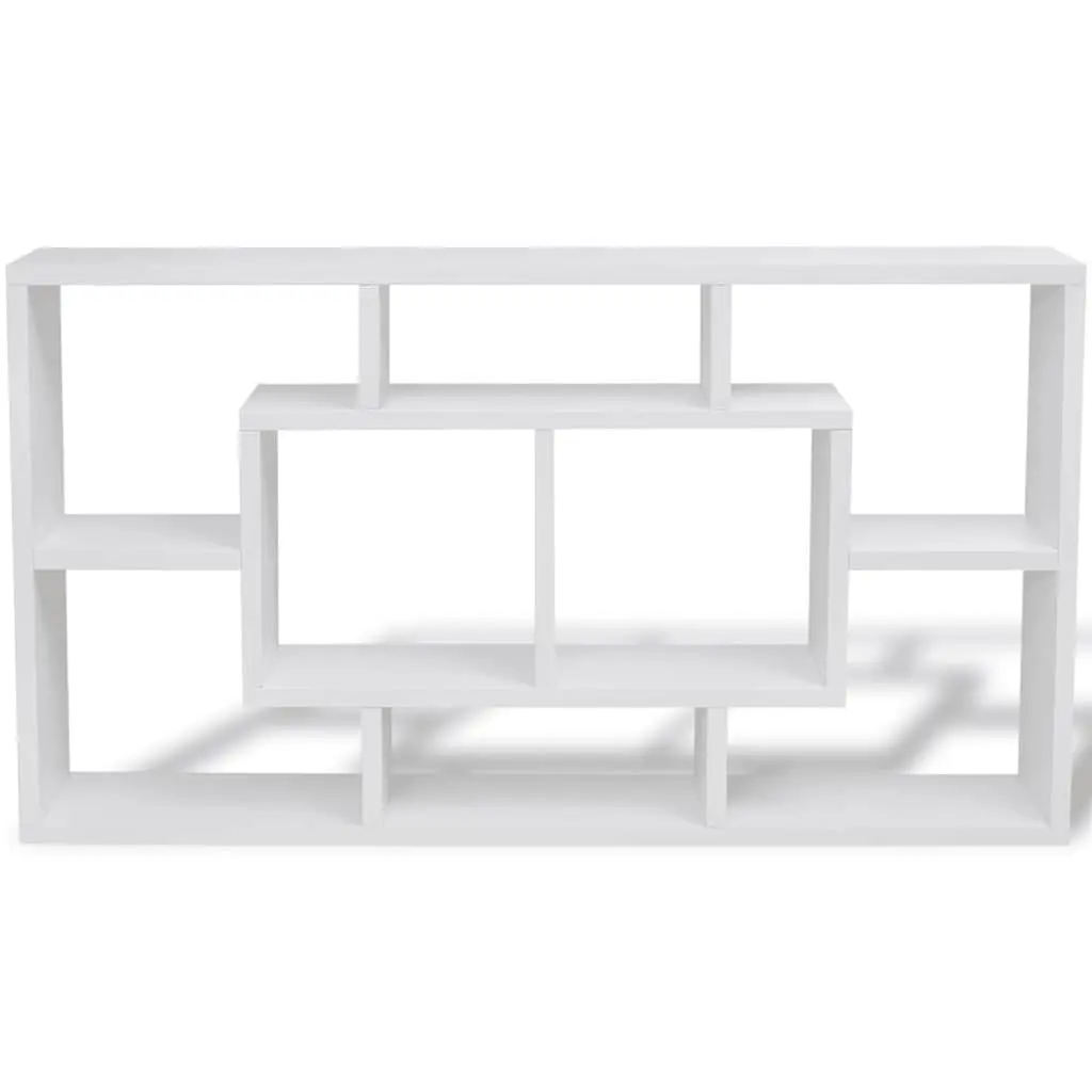 Floating White Display Shelf with 8 Open Compartments