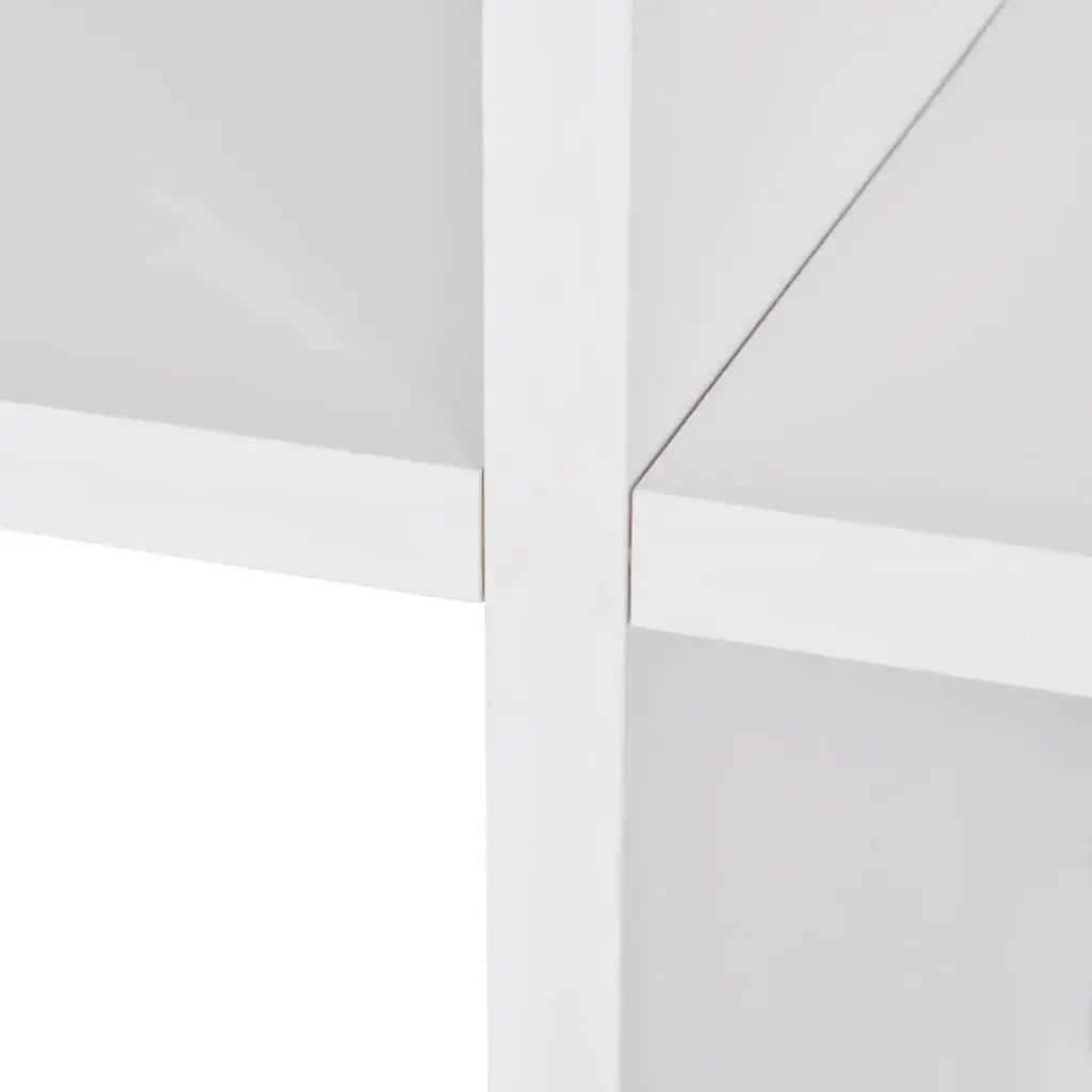 Staircase Bookcase 107cm White 6 Compartments Open Display Standing Shelf Unit