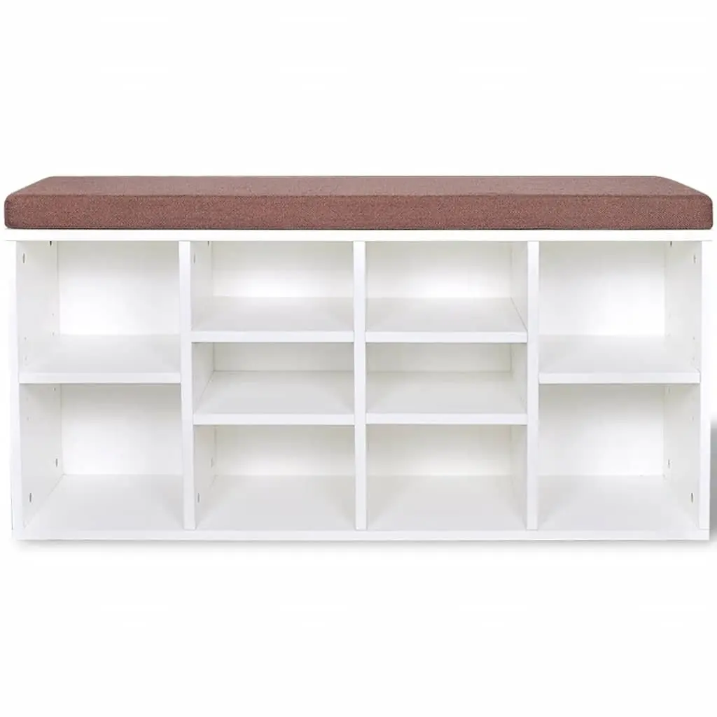 White Shoe Storage Bench with 10 Compartments