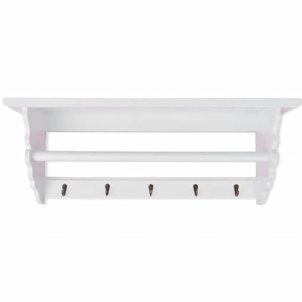 Coat Rack Wall Mount Baroque Style White Shelf Hooks Entryway Organiser