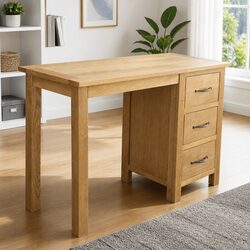 Elegant Solid Oak Wood Desk with 3 Drawers