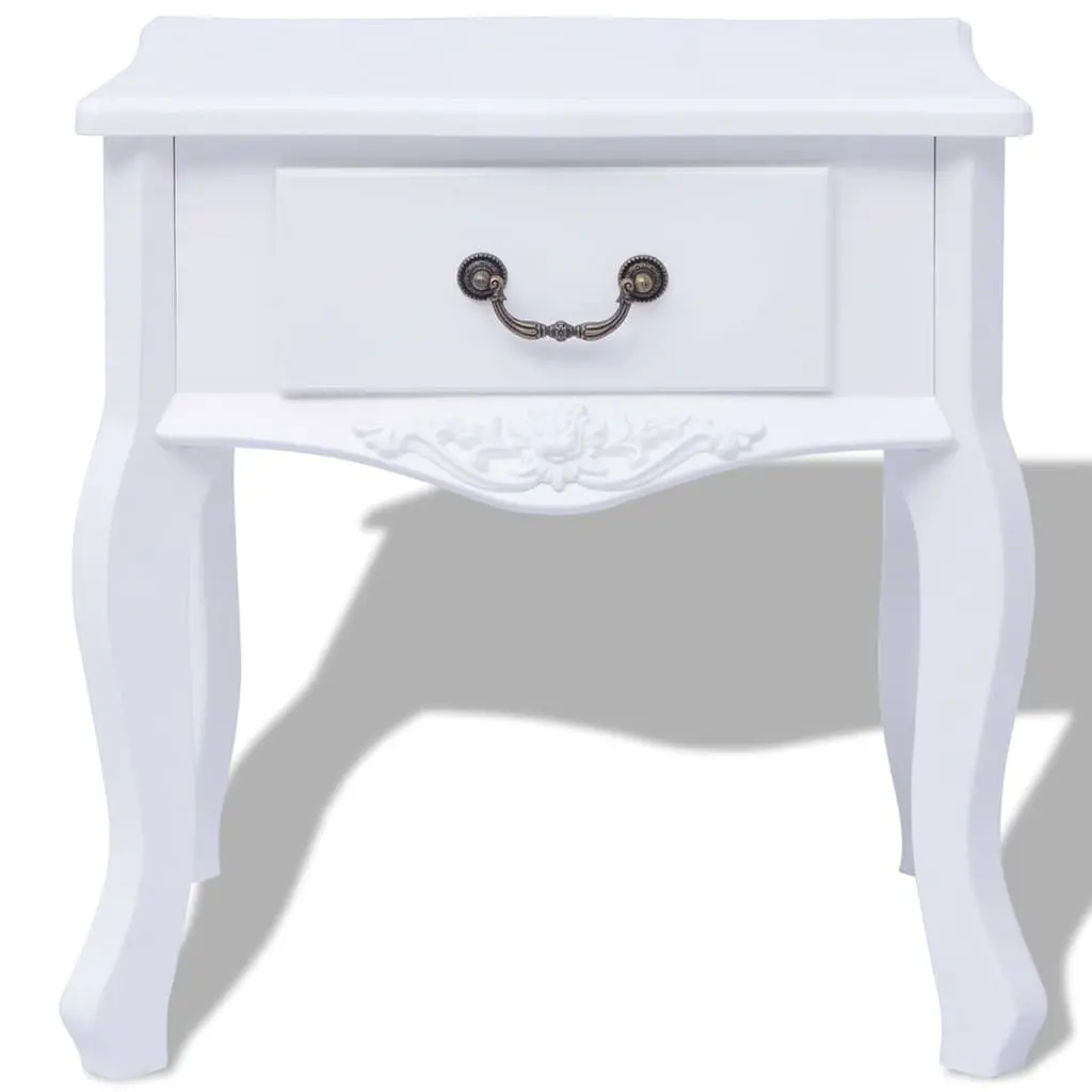 White Bedside Cabinet Nightstand End Table Drawer Storage Accent Furniture