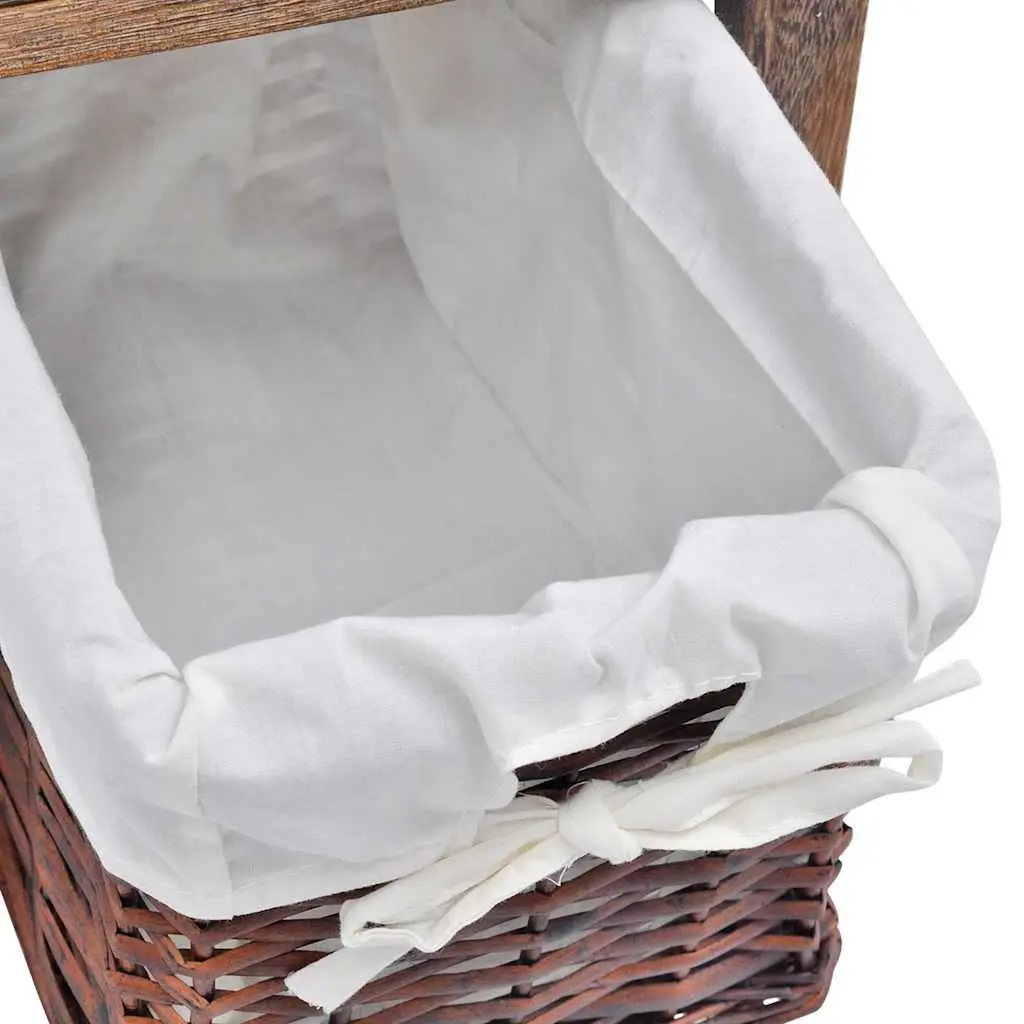 Brown Wooden Nightstands with Storage Baskets