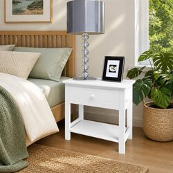 Elegant White Wooden Bedside Cabinet for Your Space