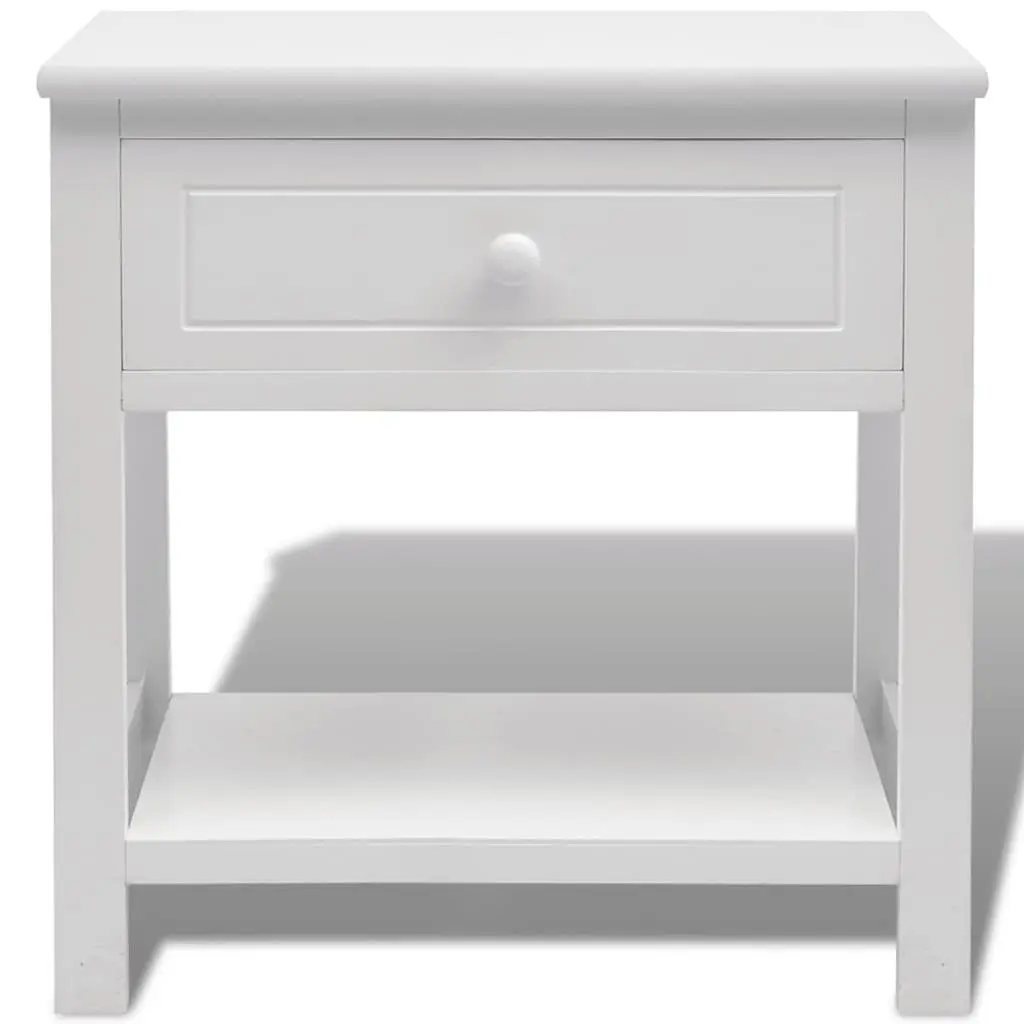 Bedside Cabinet White Wooden Nightstand Storage Drawer End Table