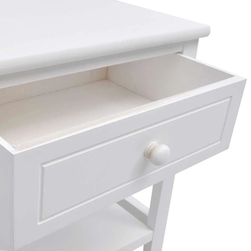 Bedside Cabinet White Wooden Nightstand Storage Drawer End Table