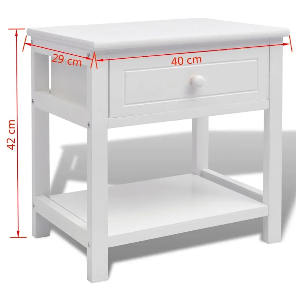 Bedside Cabinet White Wooden Nightstand Storage Drawer End Table