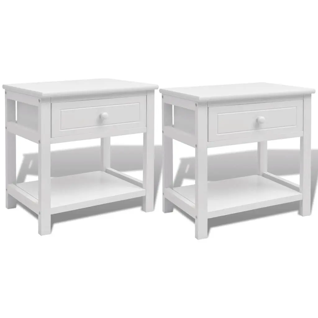 Bedside Cabinet White Wooden Nightstand Drawer Storage Shelf