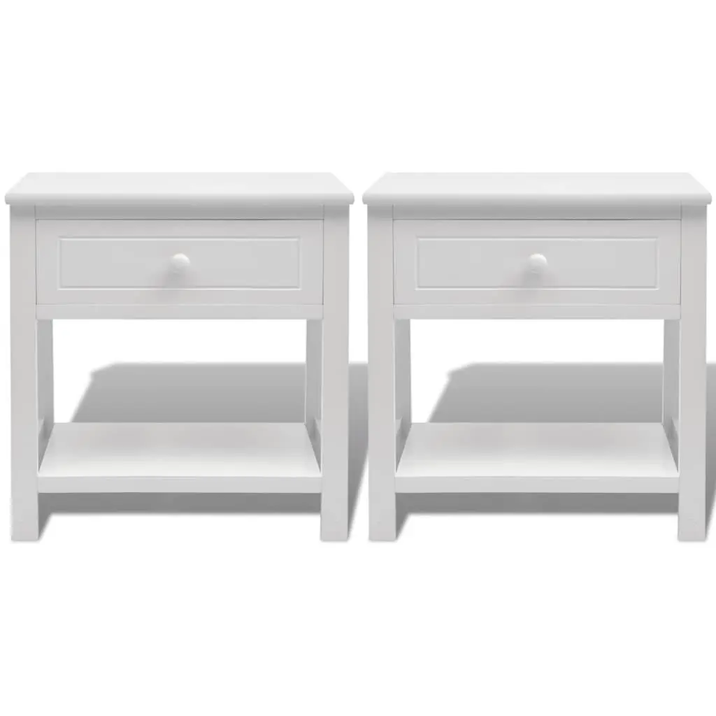 Bedside Cabinet White Wooden Nightstand Drawer Storage Shelf