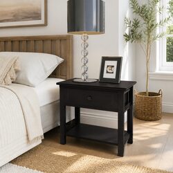 Charming Black Wooden Bedside Cabinet for Cozy Spaces