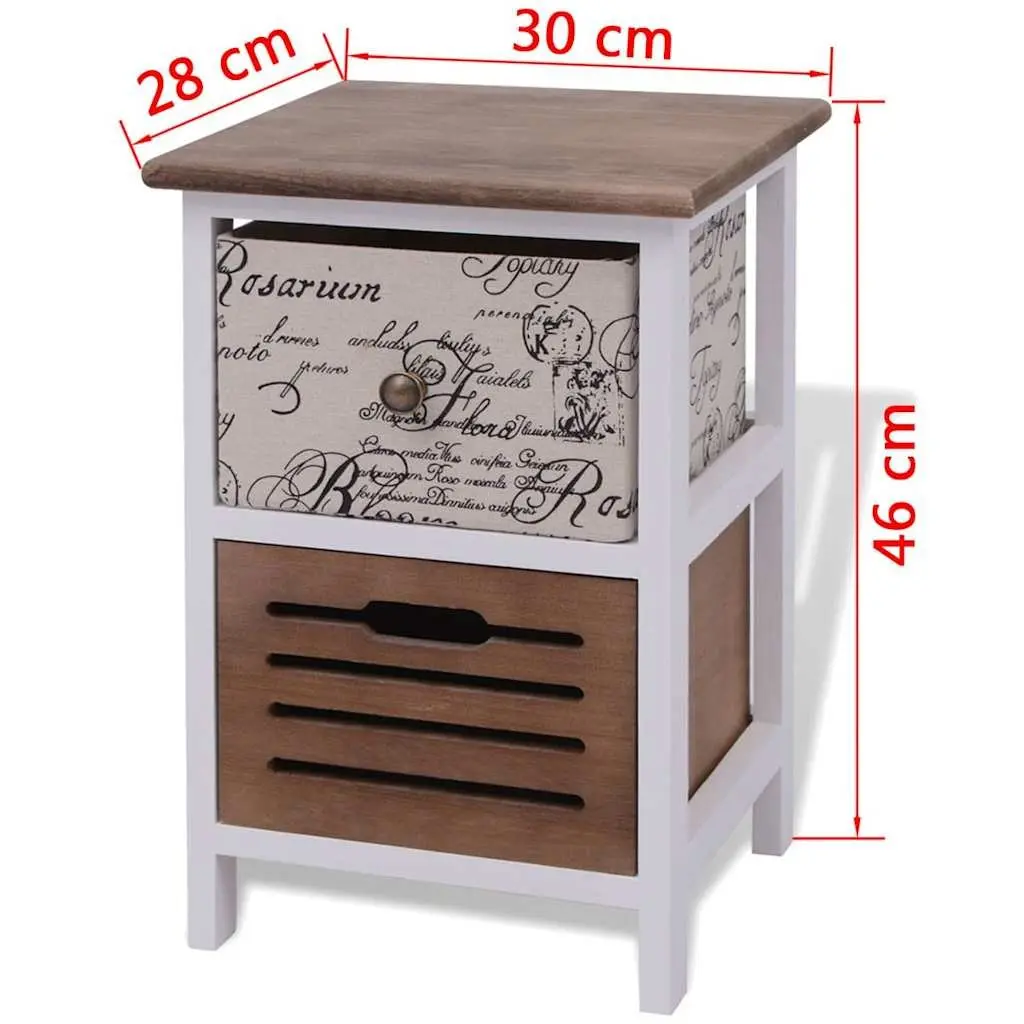 Wooden Bedside Cabinets 2 Piece Set Nightstand Storage Drawer Cabinet Country