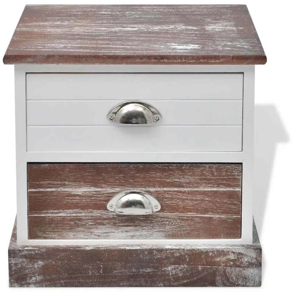 Bedside Cabinets Set French Country Style 2 pcs Brown Vintage Look Drawer Storage