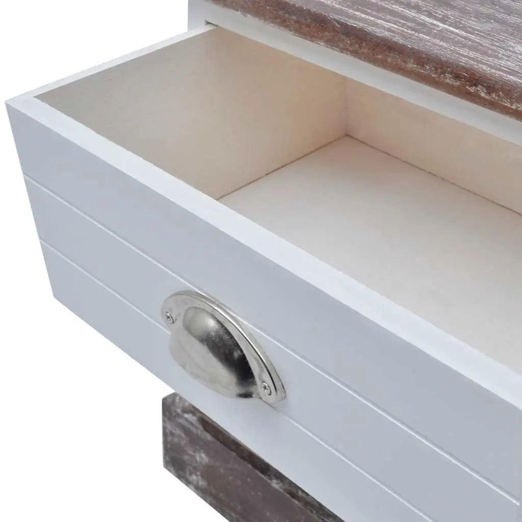 Bedside Cabinets Set French Country Style 2 pcs Brown Vintage Look Drawer Storage