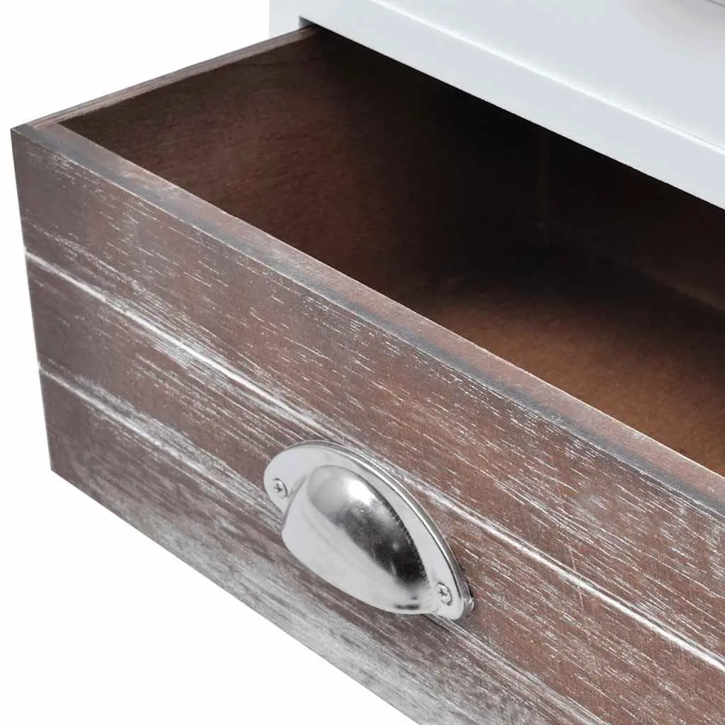 Bedside Cabinets Set French Country Style 2 pcs Brown Vintage Look Drawer Storage